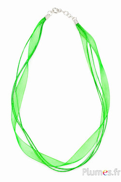 Halsketting van organza - lengte 45 cm - groen